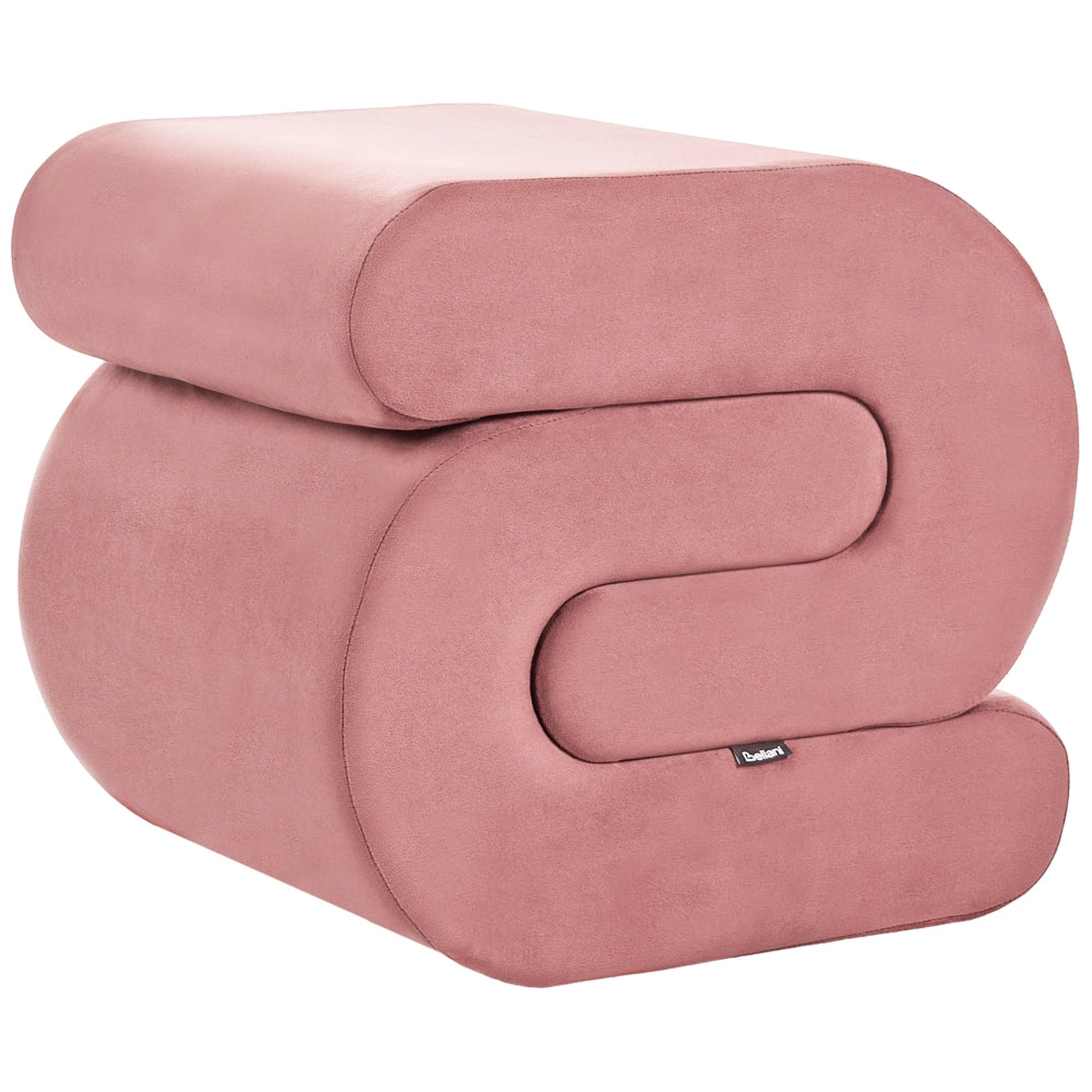 Pouf imbottito in velluto a forma di S rosa soggiorno stile moderno