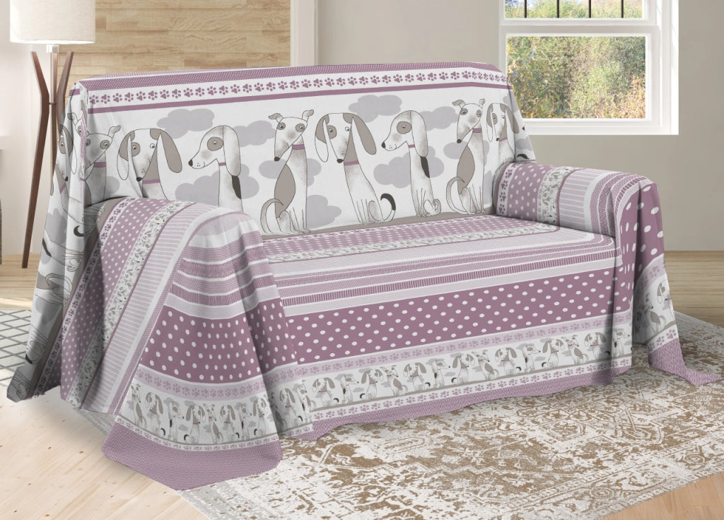 Telo Arredo Multiuso Linea Pensieri Delicati In Cotone Disegno Bau Bau - Singolo - Rosa