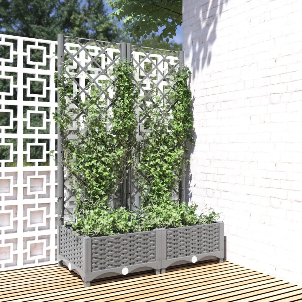 Fioriera | Cassetta per fiori | Vaso da Giardino e Graticcio Grigio Chiaro 80x40x121,5cm PP