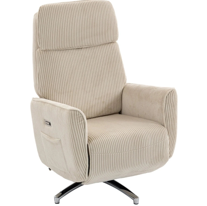 Poltrona Relax Elettrica Girevole 360° con USB, Crema