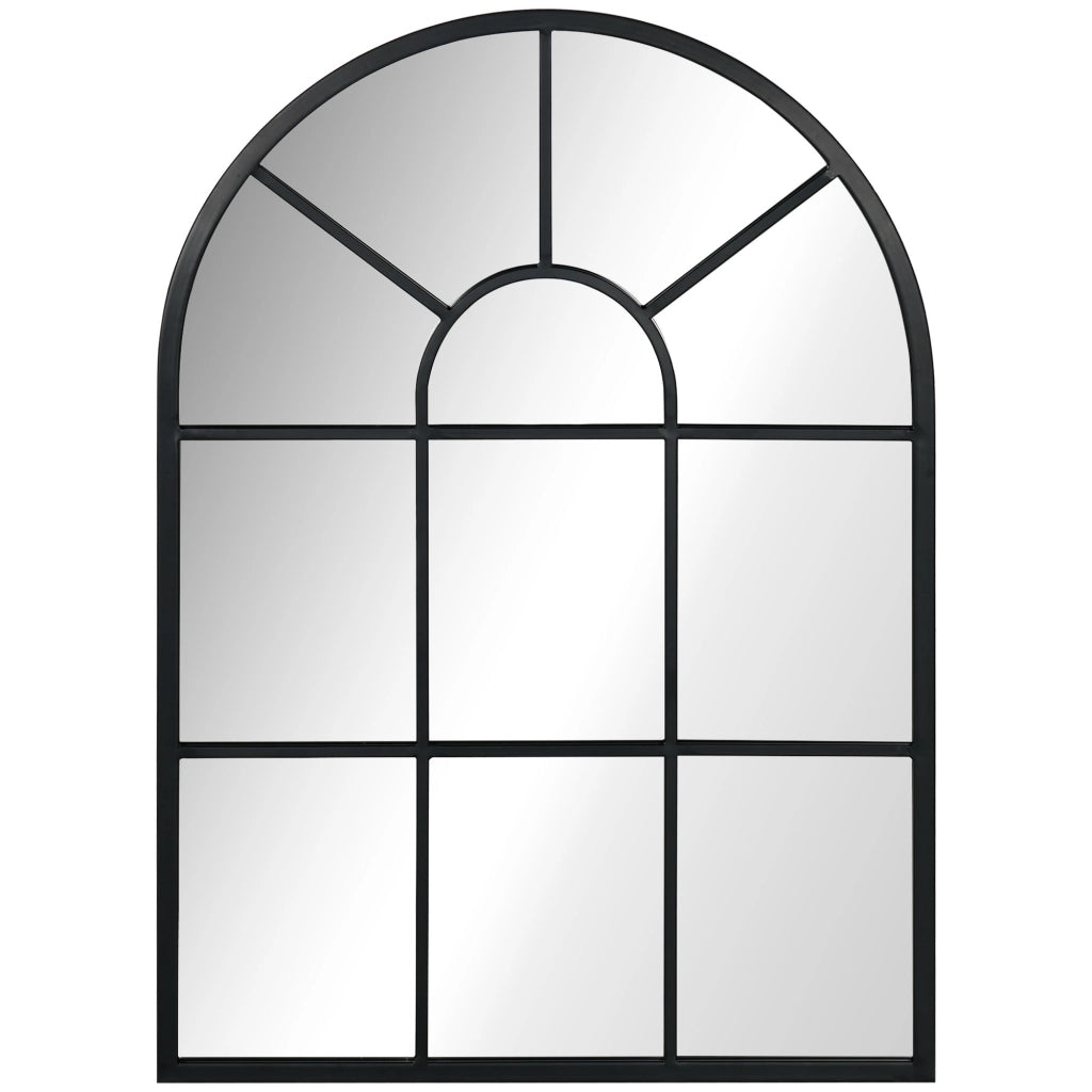 Specchio da parete, specchio da finestra 70 x 50 cm, decorativo con cornice in metallo, specchio da appendere per soggiorno, camera da letto in nero