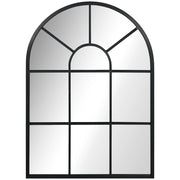 Specchio da parete, specchio da finestra 70 x 50 cm, decorativo con cornice in metallo, specchio da appendere per soggiorno, camera da letto in nero