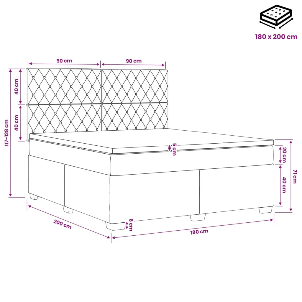 Letto box spring con materasso Blu 180 x 200 cm Velluto 3454653