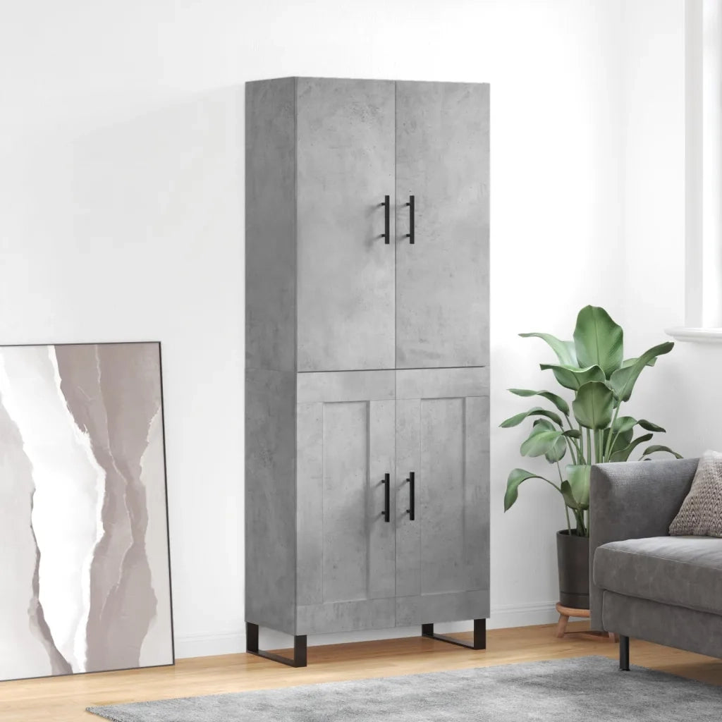 Credenza | Madia | Buffet da pranzo | Armadio da pranzo Grigio Cemento 69,5x34x180 cm in Legno Multistrato