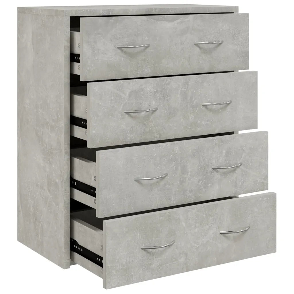 Credenza con 4 Cassetti 60x30,5x71 cm Grigio cementocod mxl 125881