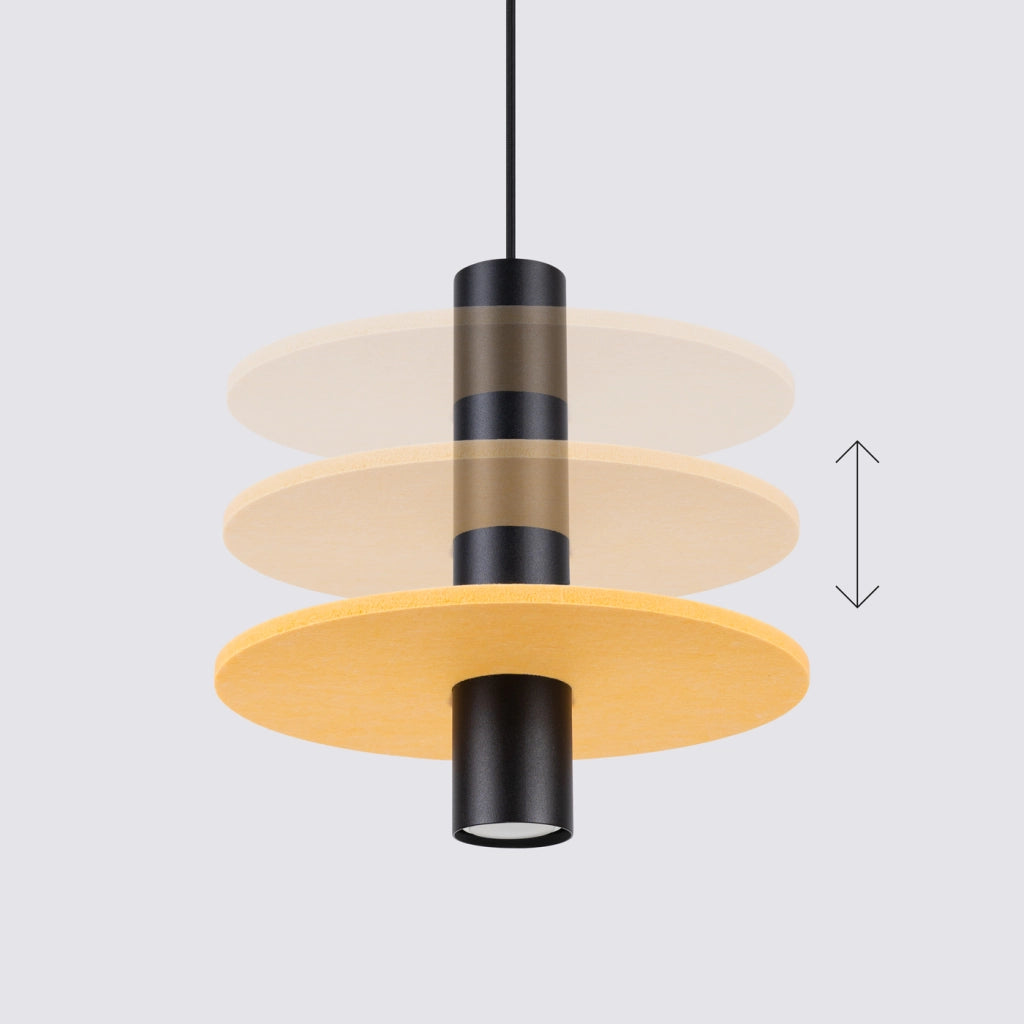 Lampada a sospensione PELTA 1 nero/giallo