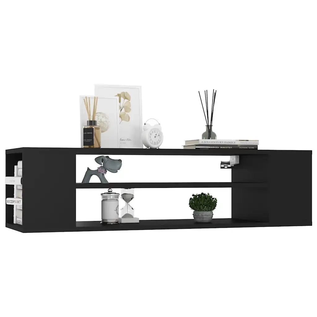 Mobile Porta TV-Credenza TV Pensile Nero 100x30x26,5 cm Legno Multistrato