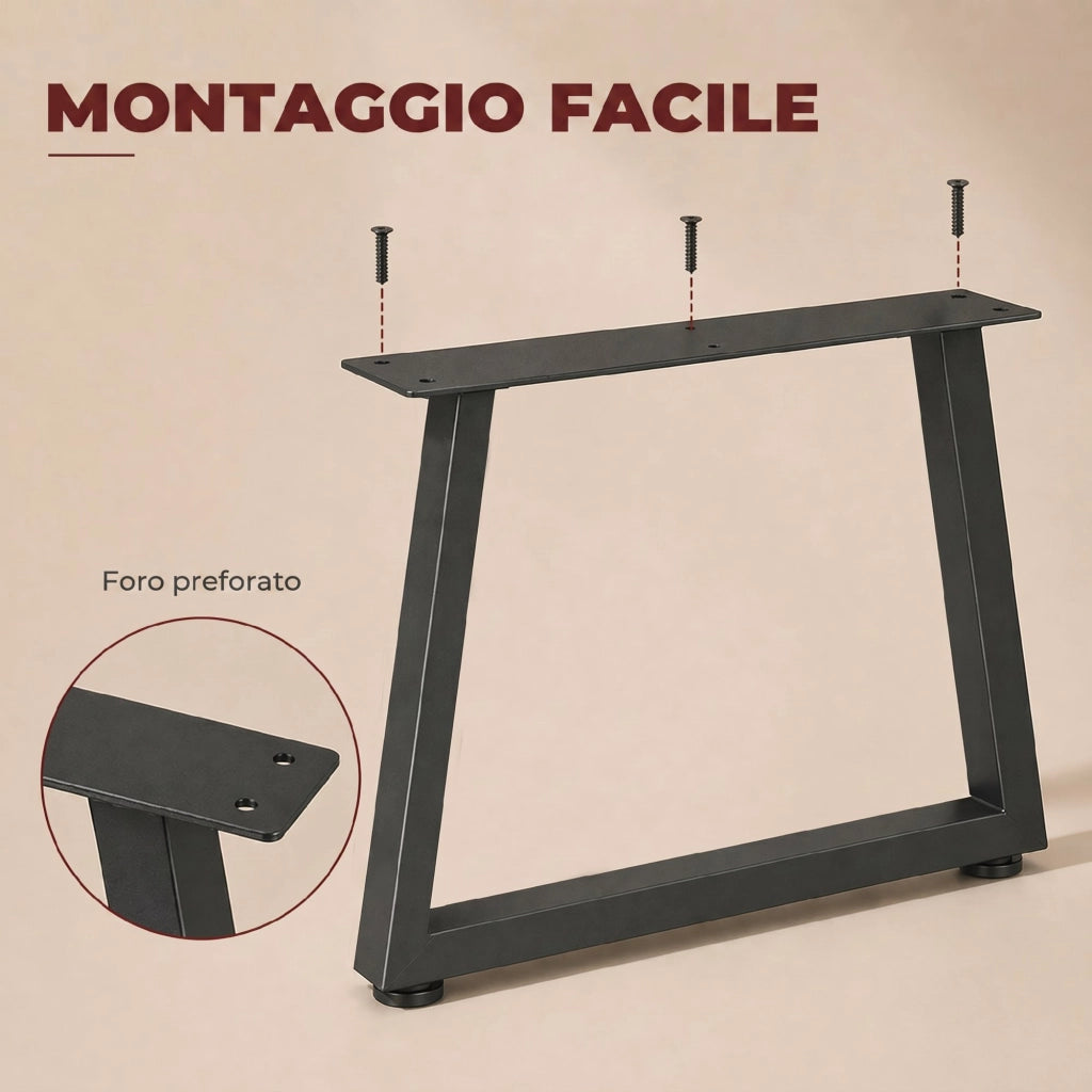 Gambe per Tavolo Trapezoide ¨C Zephmum ¨C Acciaio Nero