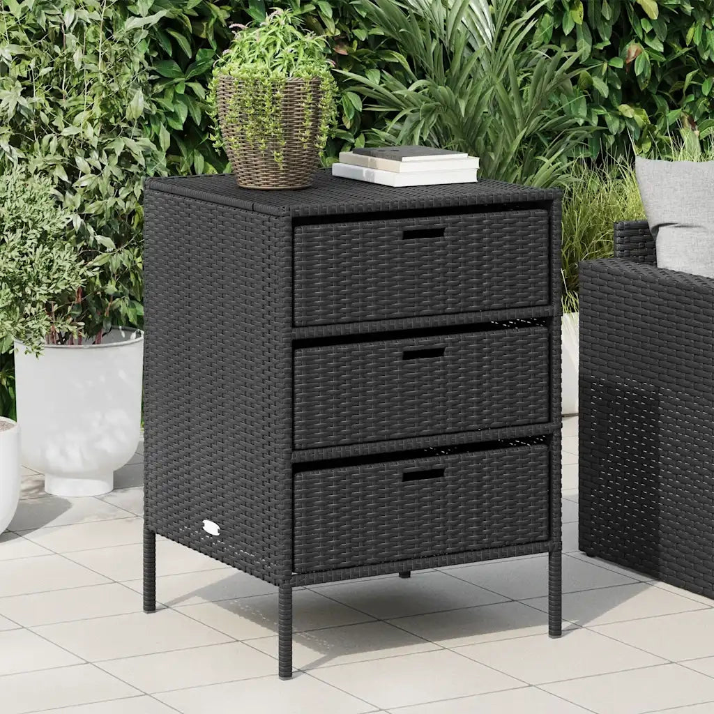 Armadietto Portaoggetti da Giardino Nero 55x59x80cm Polyrattancod mxl 110515
