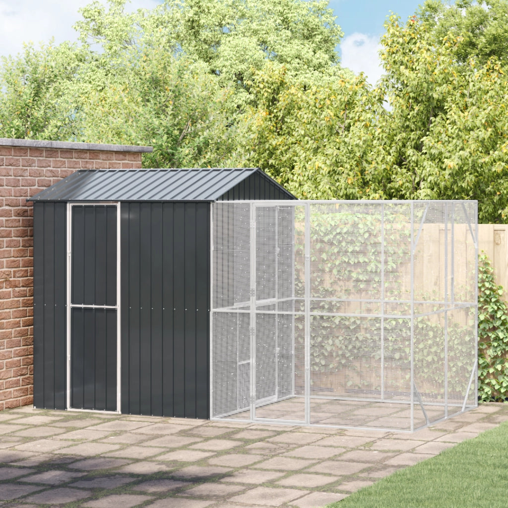 Aviario per Uccelli  con Estensione Anthracite 210x421x247 cm Acciaio