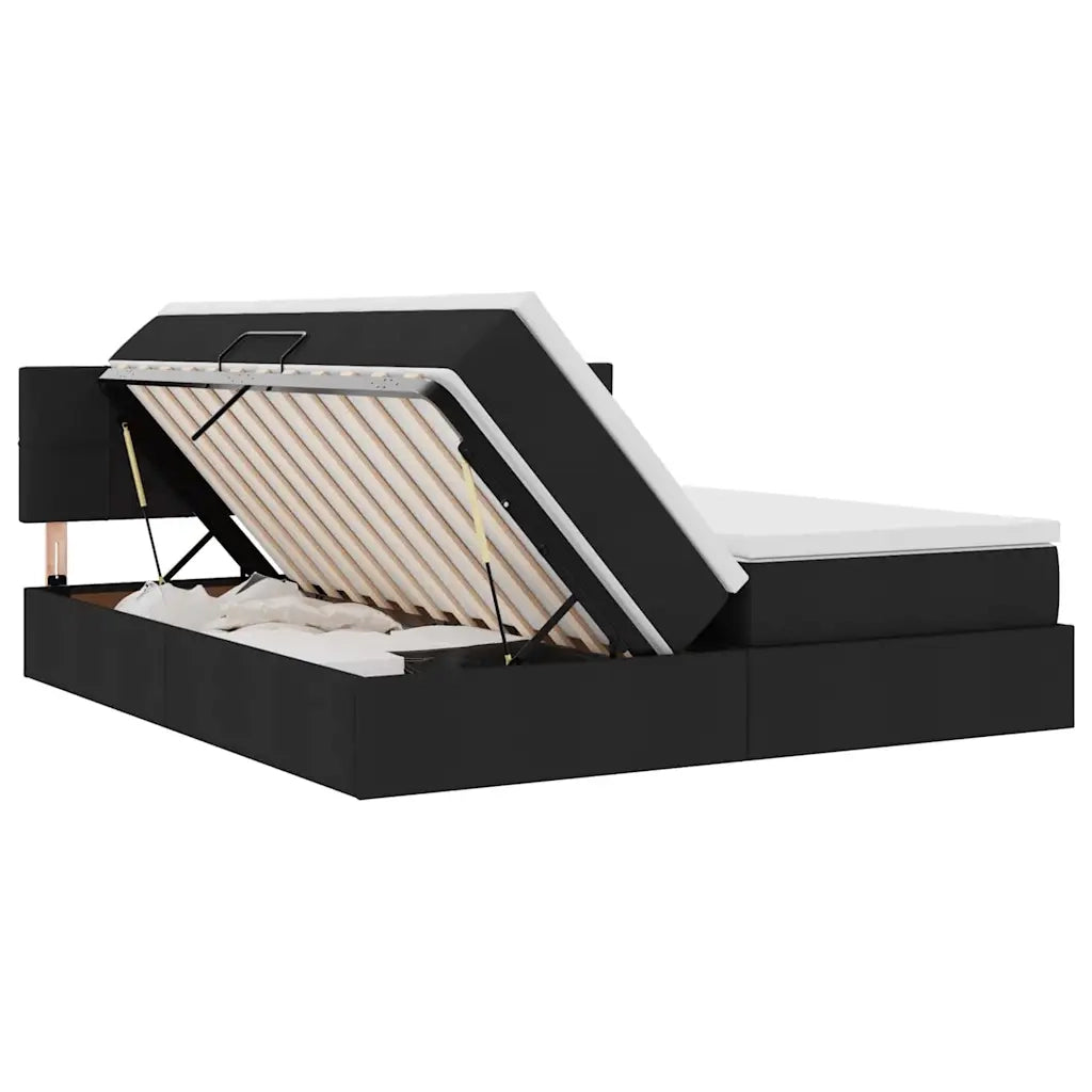 Letto con Contenitore Nero 200 x 200 cm Pelle Sintetica 3370933