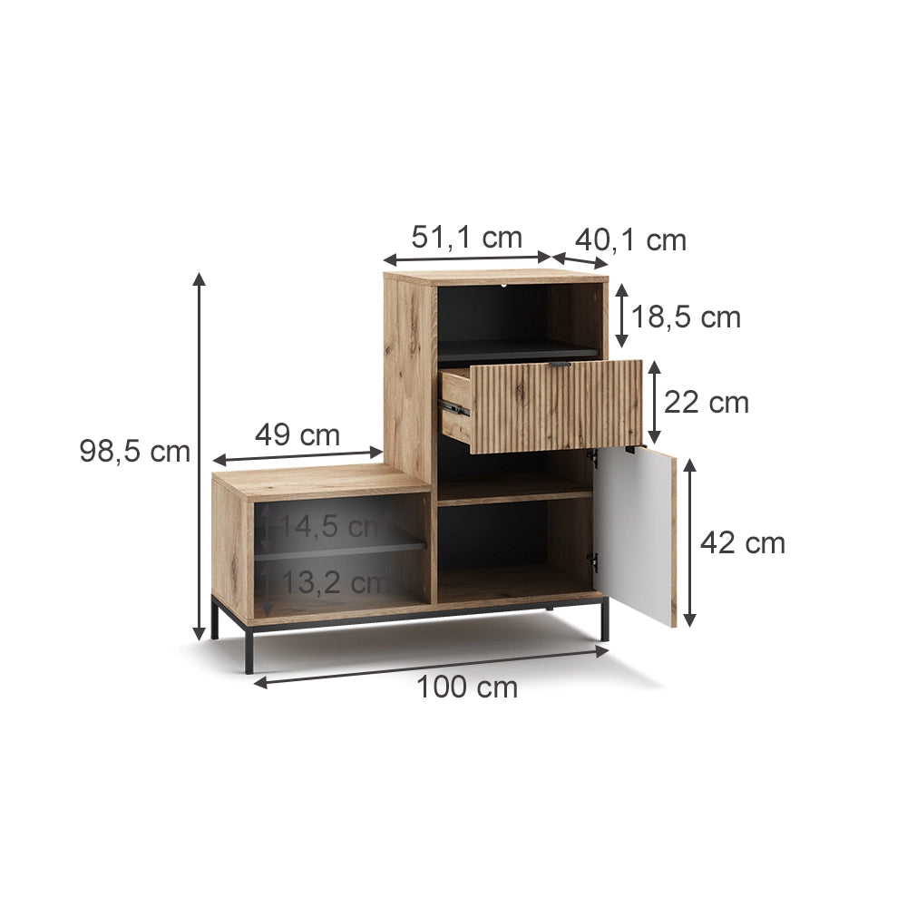 Vicco Panca scarpiera da ingresso Quercia vichinga 100 x 98.5 cm con 6 scomparti