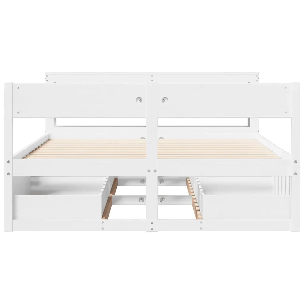 Letto senza Materasso Bianco 160x200 cm Legno Massello di Pino 3306376