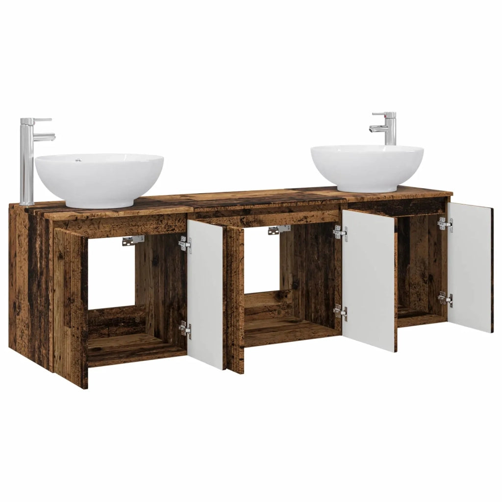 Set di Armadi da Bagno 3 pz Legno antico 49,5 x 44,5 x 65 cm 3405695