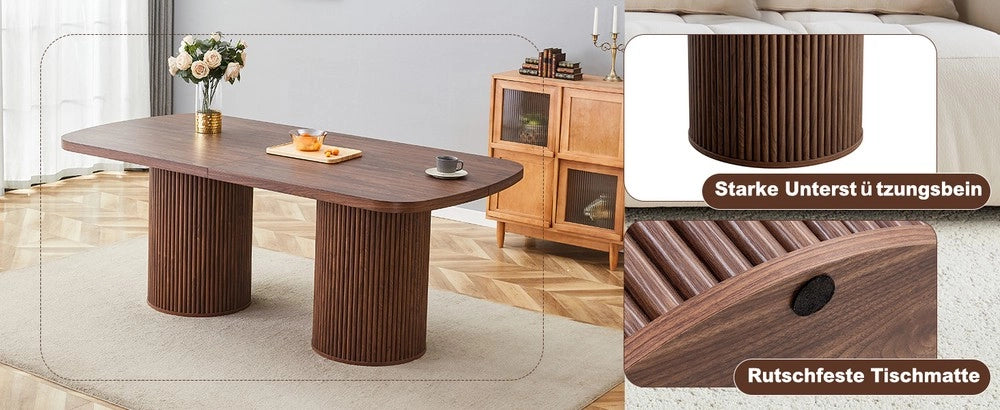 Tavolo da Pranzo Ovale con Piano MDF Effetto Legno ¨C MINIMAL ¨C Design Moderno