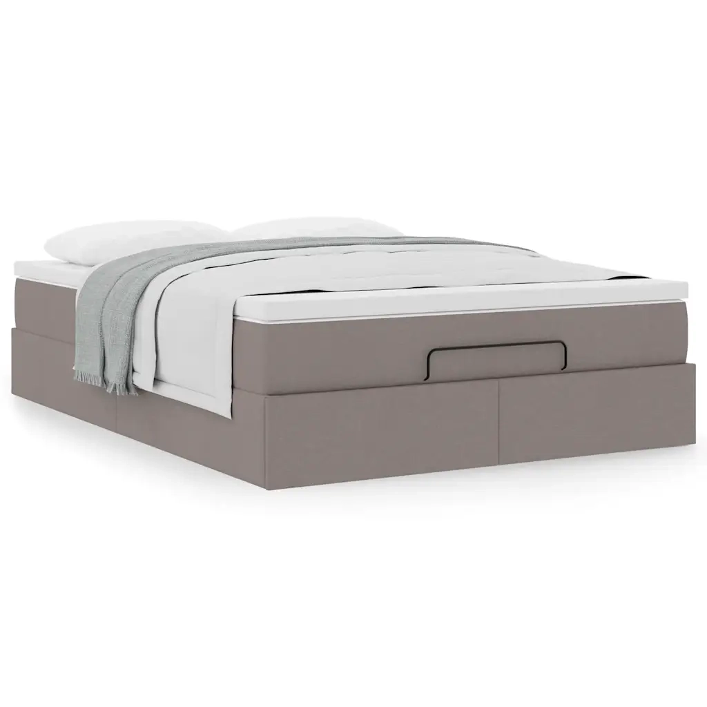 Struttura Letto Pouf con Materasso Tortora 140x190 cm Tessuto 3311110