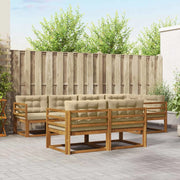 Set di divani da esterno con cuscino 7 pcs Naturale e Beige 3367706