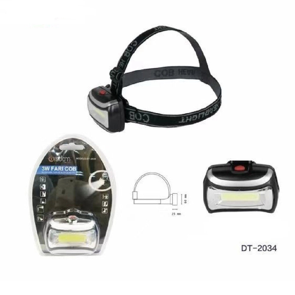 Trade Shop - Torcia Led Frontale Testa 3w Led Fari Cob Escursioni Pesca Luce Regolabile Dt-2034 -