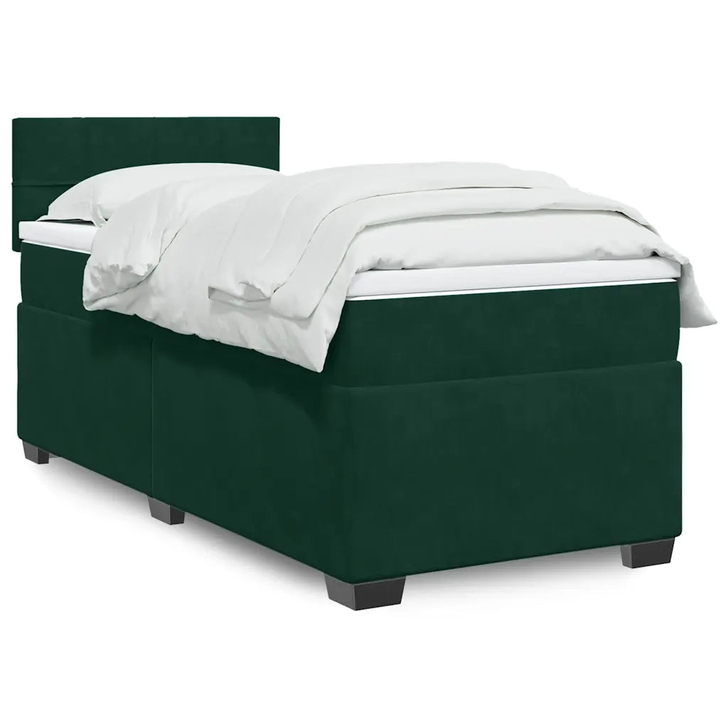 Giroletto a Molle con Materasso Verde Scuro 80x200 cm Velluto