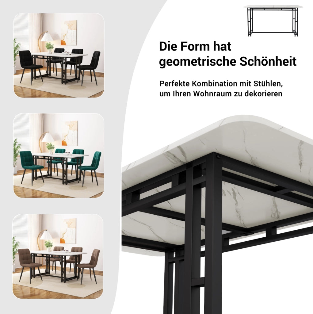 Set tavolo da pranzo con 4 sedie 120 cm in MDF e velluto nero