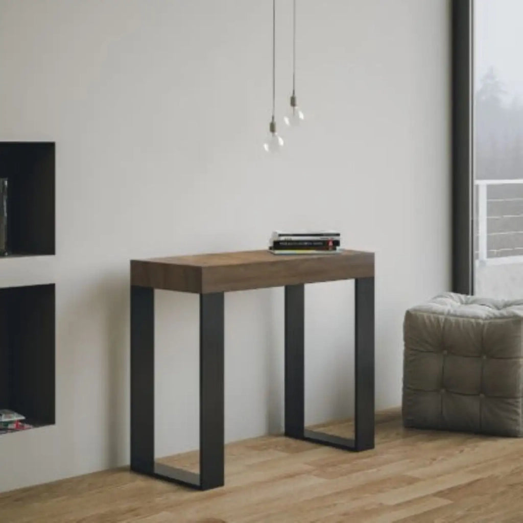 Consolle allungabile 90x40/300 cm Tecno noce gambe antracite