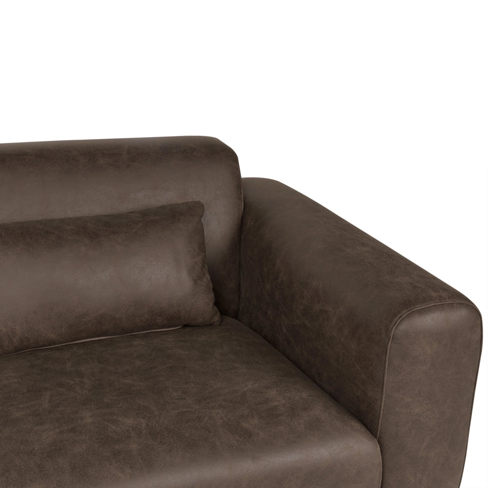 Divano a 2 posti in ecopelle marrone scuro con gambe nere Arredamento per il soggiorno Design elegante