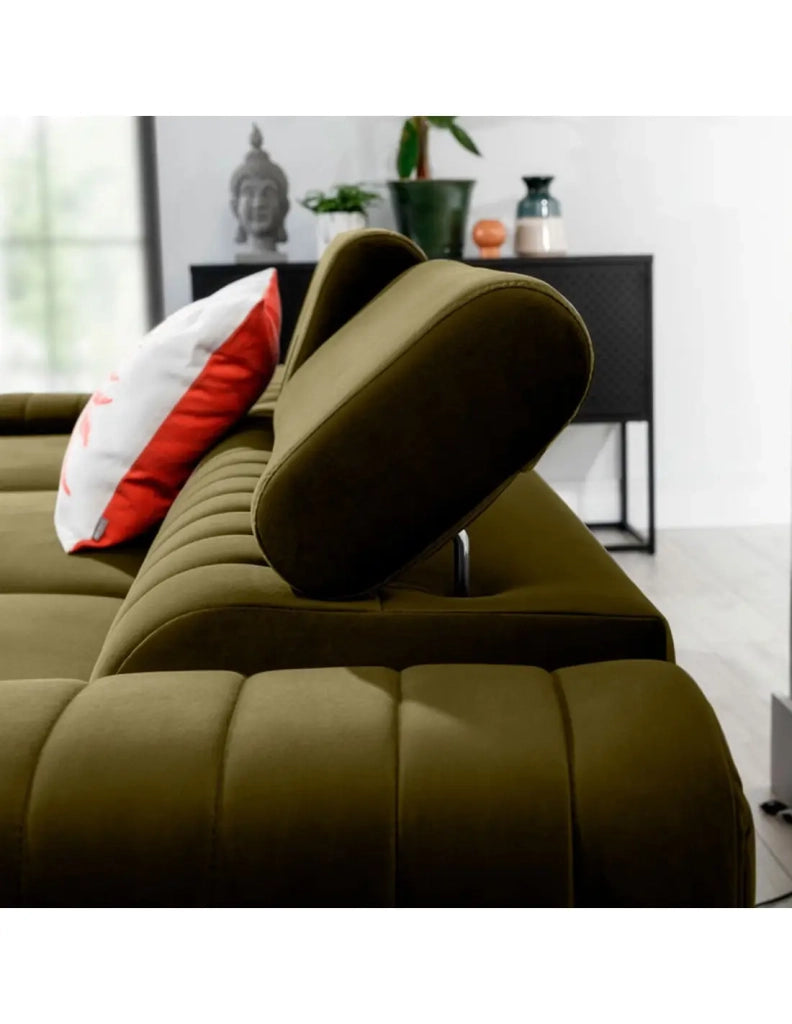 Divano ad angolo sinistro Verde oliva convertibile 3 posti JAYSON comfort modulabile