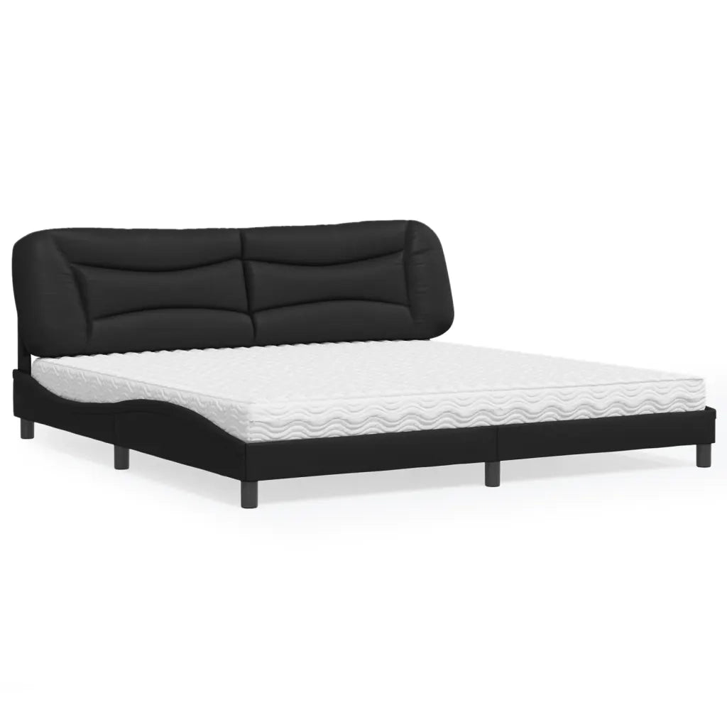 Letto con Materasso Hvar Nero 200x200 cm in Similpelle 3208745