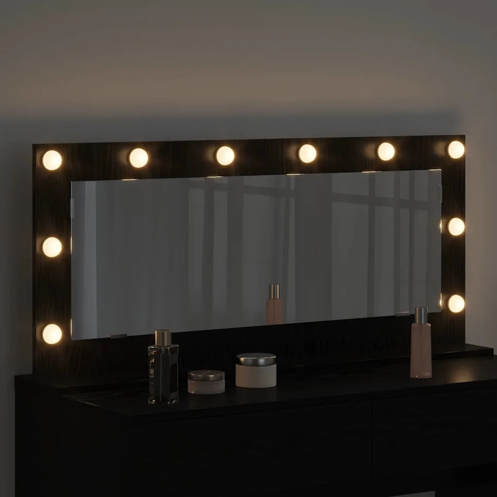 Specchio da Vanità Rettangolare Rovere Nero 100 x 45 x 18 cm 868326