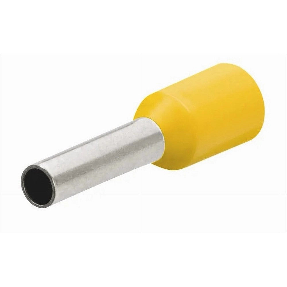Trade Shop - Confezione 100 Pz Tubetto Capicorda Isolato Per Cavi 10mm² Terminale 12mm E10-12 - Giallo