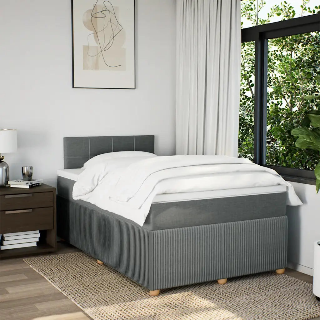 Giroletto a Molle con Materasso Grigio Scuro 120x190cm Tessuto