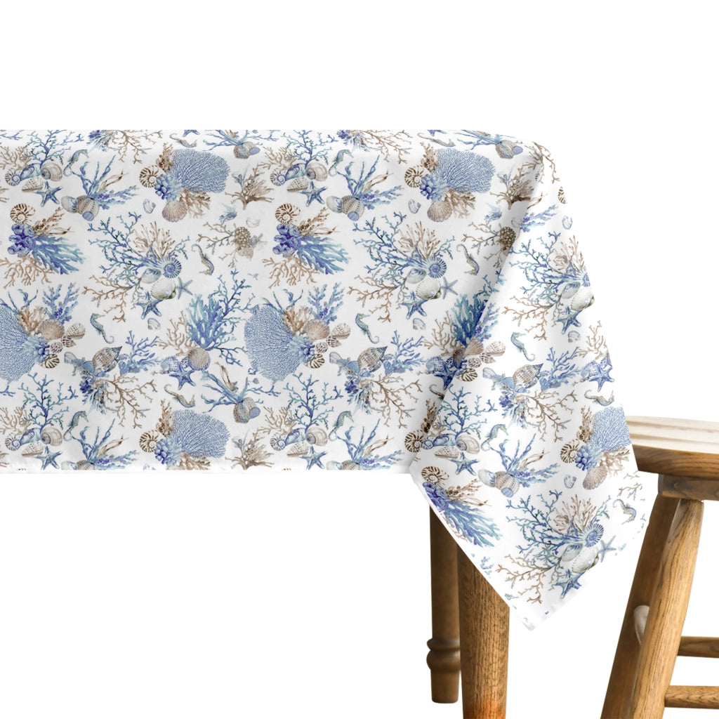 Tovaglia Antimacchia No Stiro Idrorepellente Resistente Alle Macchie Certificata Oeko Tex Copritavolo Proteggi Tavola Fantasie Estiva Estate Tavolo Giardino Terrazzo Cucina Tovaglie Moderne Marina - 140x140Cm
