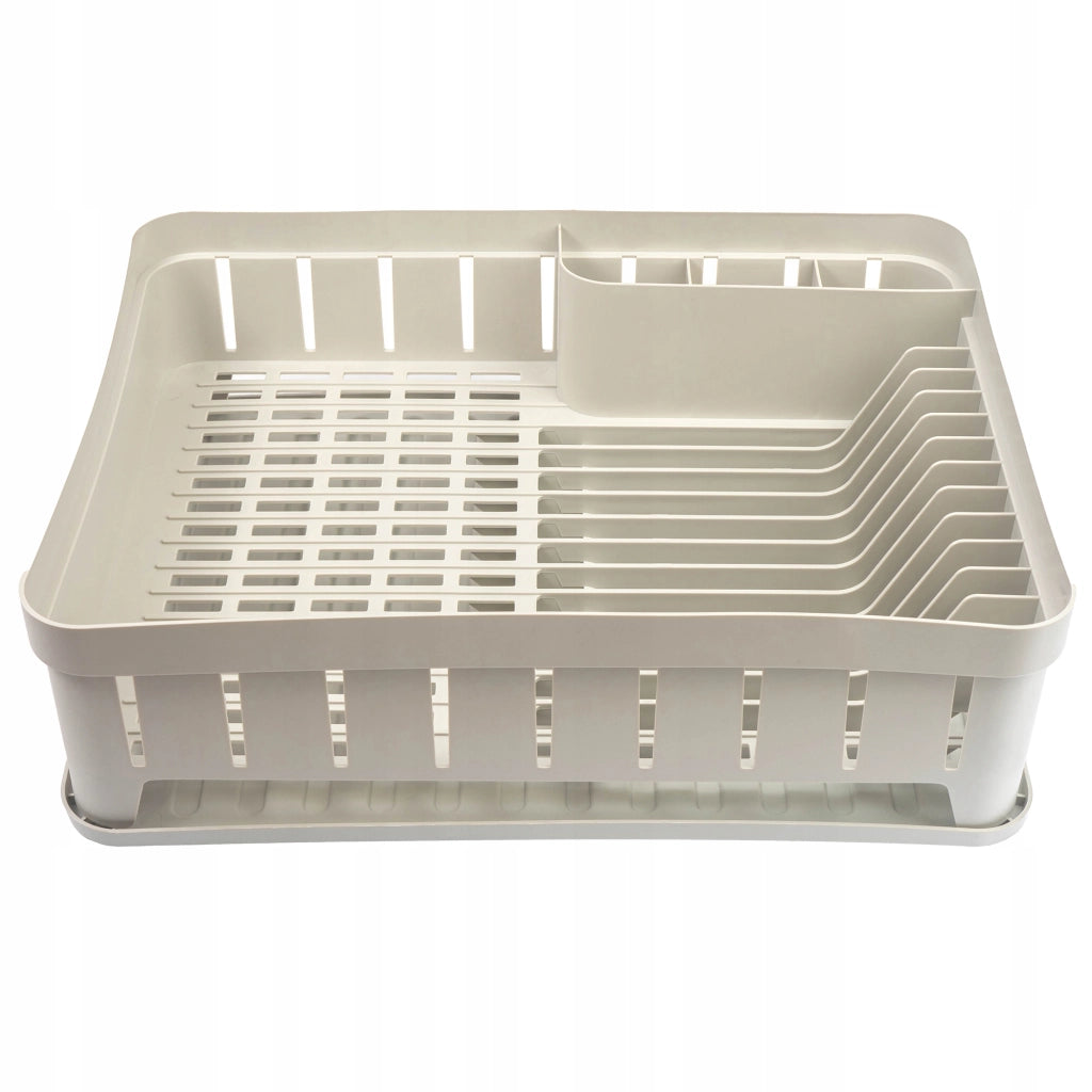 Scolapiatti KADAX con supporto per posate, vassoio in plastica bianca da 39 cm