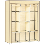 Armadio in Tessuto con Ripiani e Barre ¨C Zephmum ¨C 125x46x162.5cm Beige