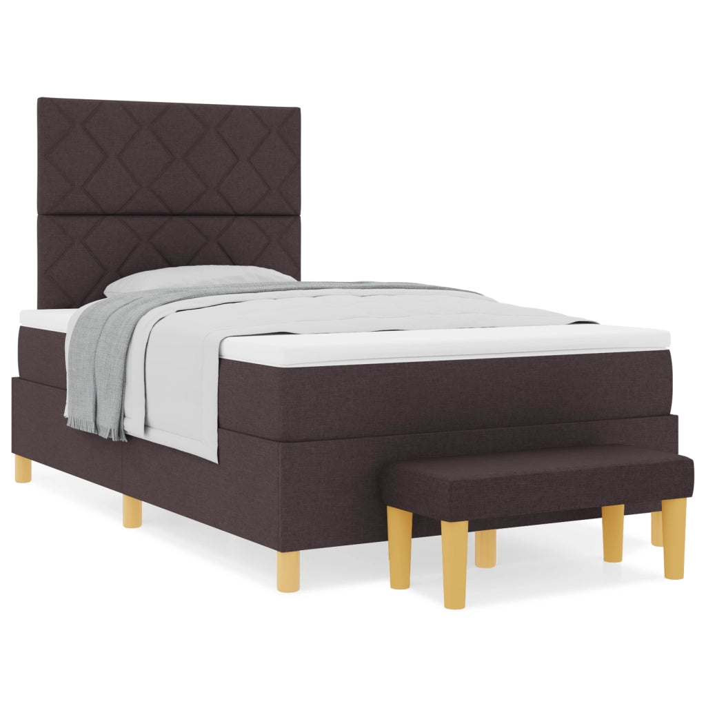 Rete a Molla con Materasso & Panca Marrone Scuro 120x190 cm Tessuto