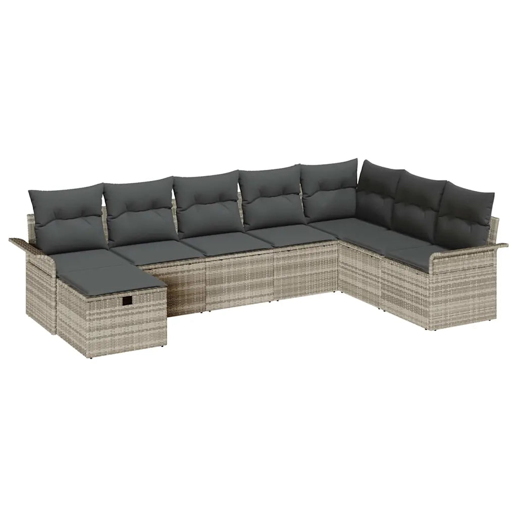 Set Divano da Giardino 8 pcs Grigio chiaro polyrattan 3358931
