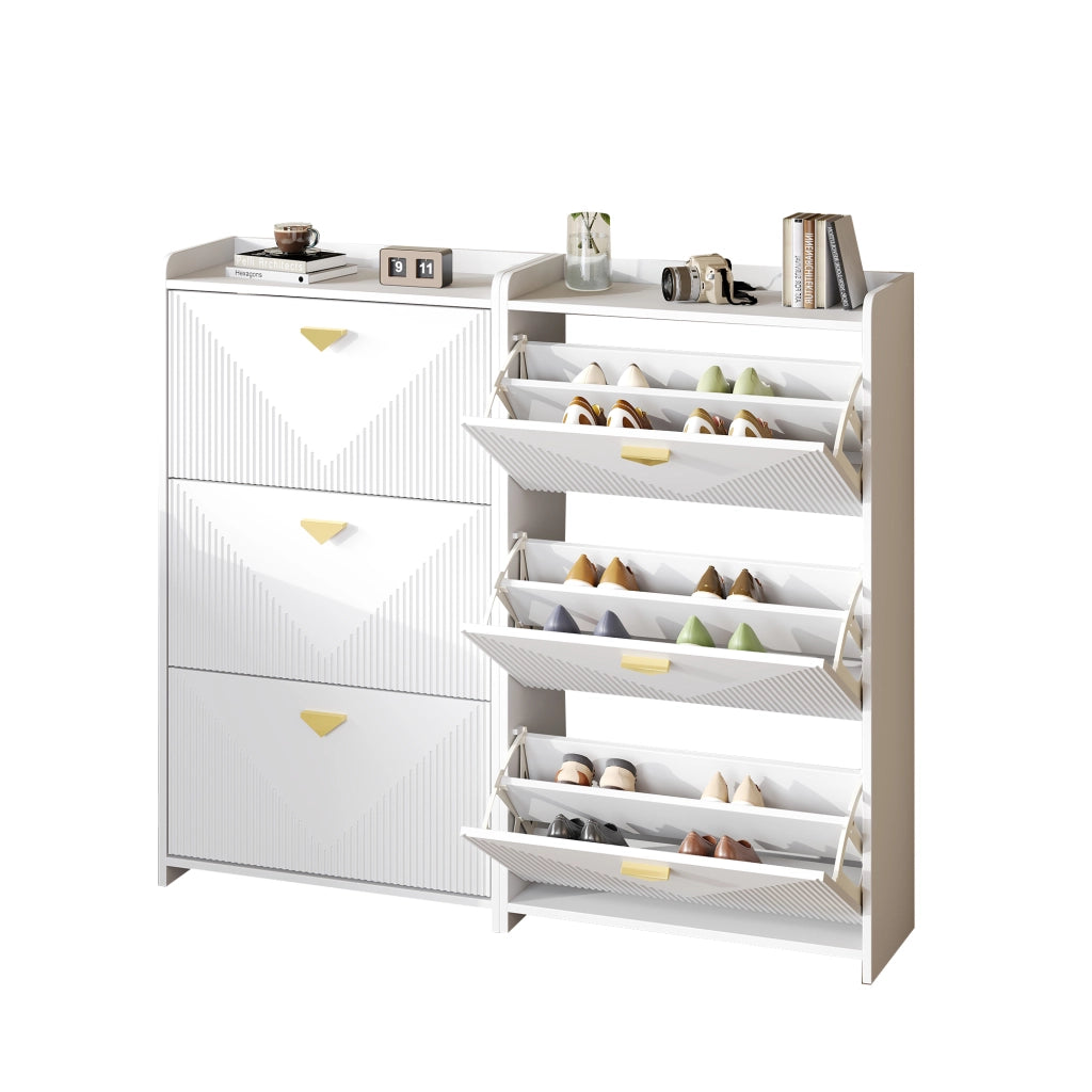 Scarpiera con Ante a Ribalta e Sideboard ¨C Xylo ¨C Bianco, MDF, 140x30x120 cm