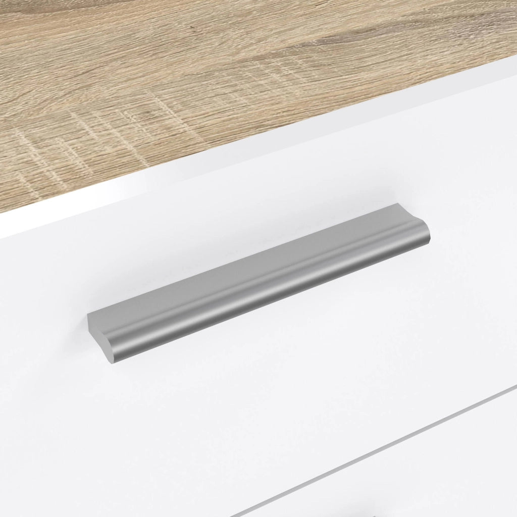 Cassettiera Asam, Settimino multiuso, Comò camera da letto, Mobile con cassetti, 70x40 h82 cm, Quercia e Bianco lucido