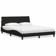 Letto con Materasso Hanko Nero 160x200 cm in Tessuto