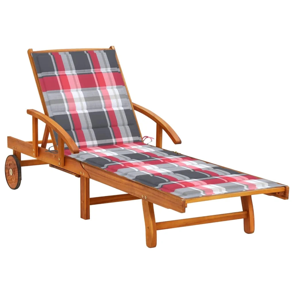 Lettino prendisole sedia a sdraio lettino prendisole letto da giardino mobili da esterno per patio con cuscino legno massello di acacia 02_0012372