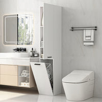 Mobile bagno a colonna con 2 ante, bianco, alto, ripiani moderni
