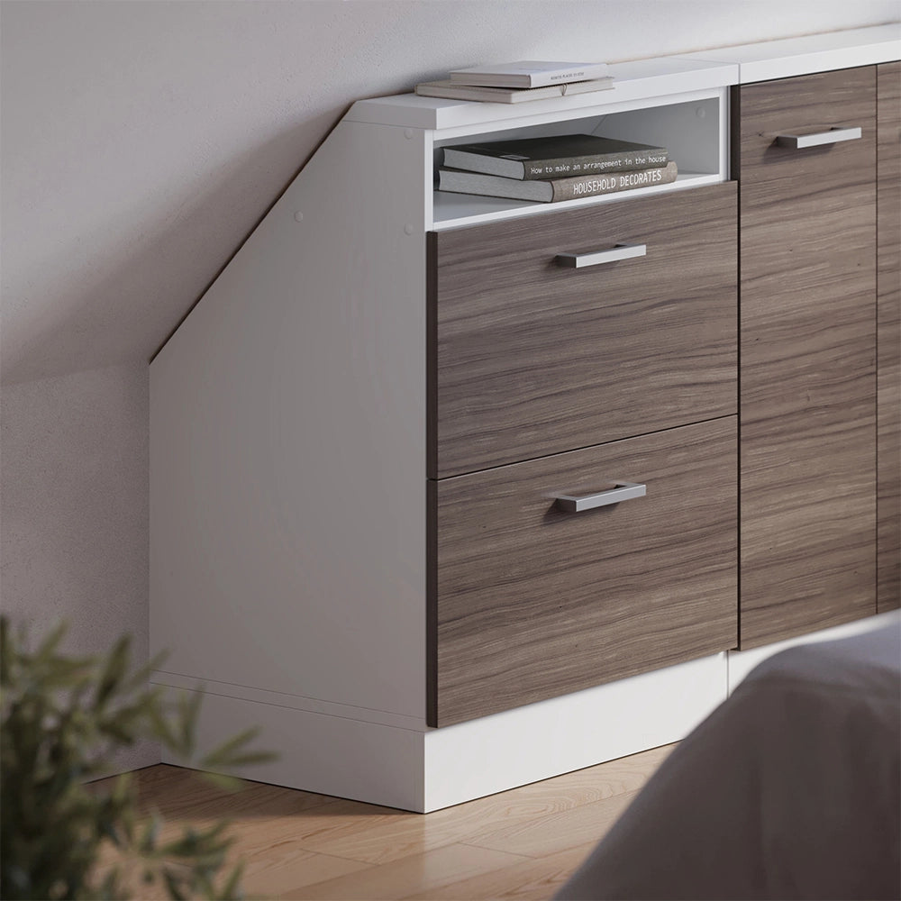 Mobile sottotetto Rion Grigio nobile/Bianco con 2 cassetti Vicco