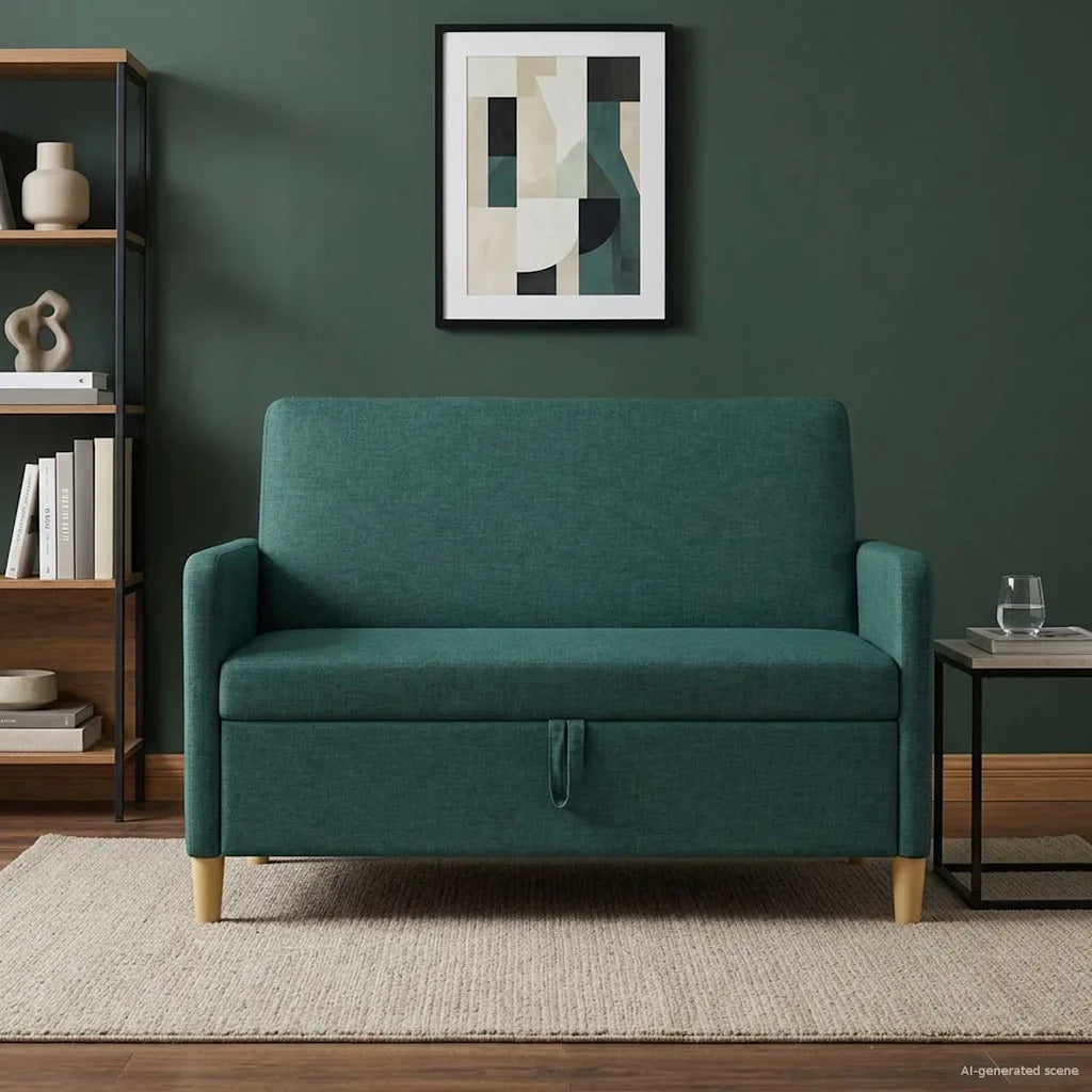 Divano con Storage Verde Scuro 122 x 78 x 87 cm Poliestere 42036896
