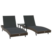 Lettino da Lettino sole | Sdraio da giardino | Lettino da sole 3 pz Marrone 197 x 70 x 82 cm polyrattan