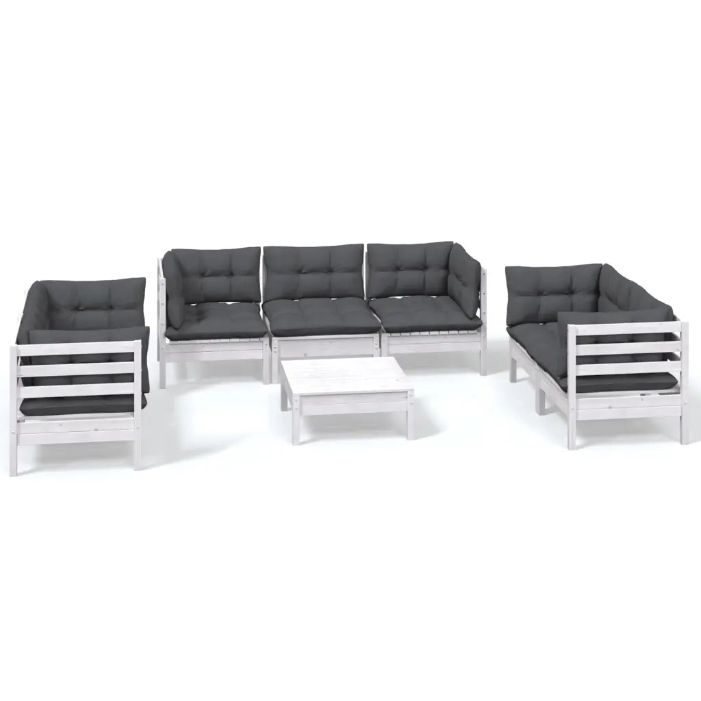 Set Salotto da Giardino con Cuscini 8 pz Legno Massello di Pino 3096263