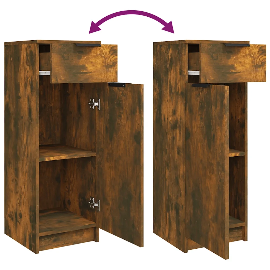 Armadietto Bagno Rovere Fumo 32x34x90 cm in Legno Multistrato 817057