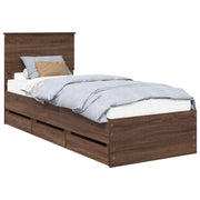 Letto singolo | Letto per adulti | Struttura del letto con cassetto Rovere Marrone 75 x 190 cm