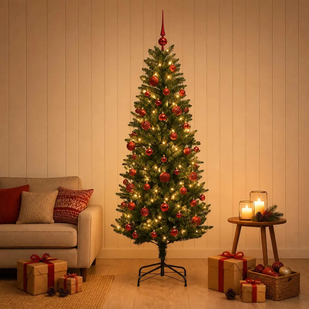 Albero di Natale Artificiale con Palline 150 cm 150 LED 3465924