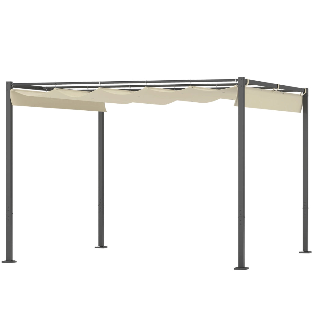 Pergola da giardino con tetto retrattile 3x3m ¨C zephmum ¨C beige UPF30+