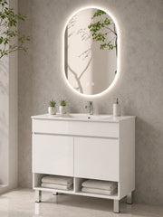 Mobile bagno con piedini con lavabo extrapiano ORIGENBATH NEBARI senza specchio 120x45 cm 1 vasca bianco